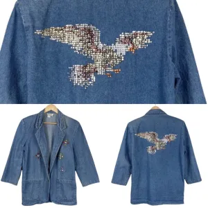 Vintage Dreams Bedazzled Denim Jean Jacket Size Medium