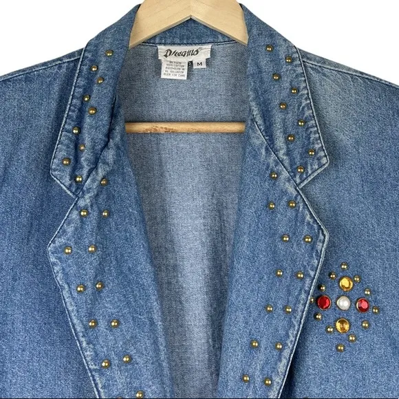 Vintage Dreams Bedazzled Denim Jean Jacket Size Medium