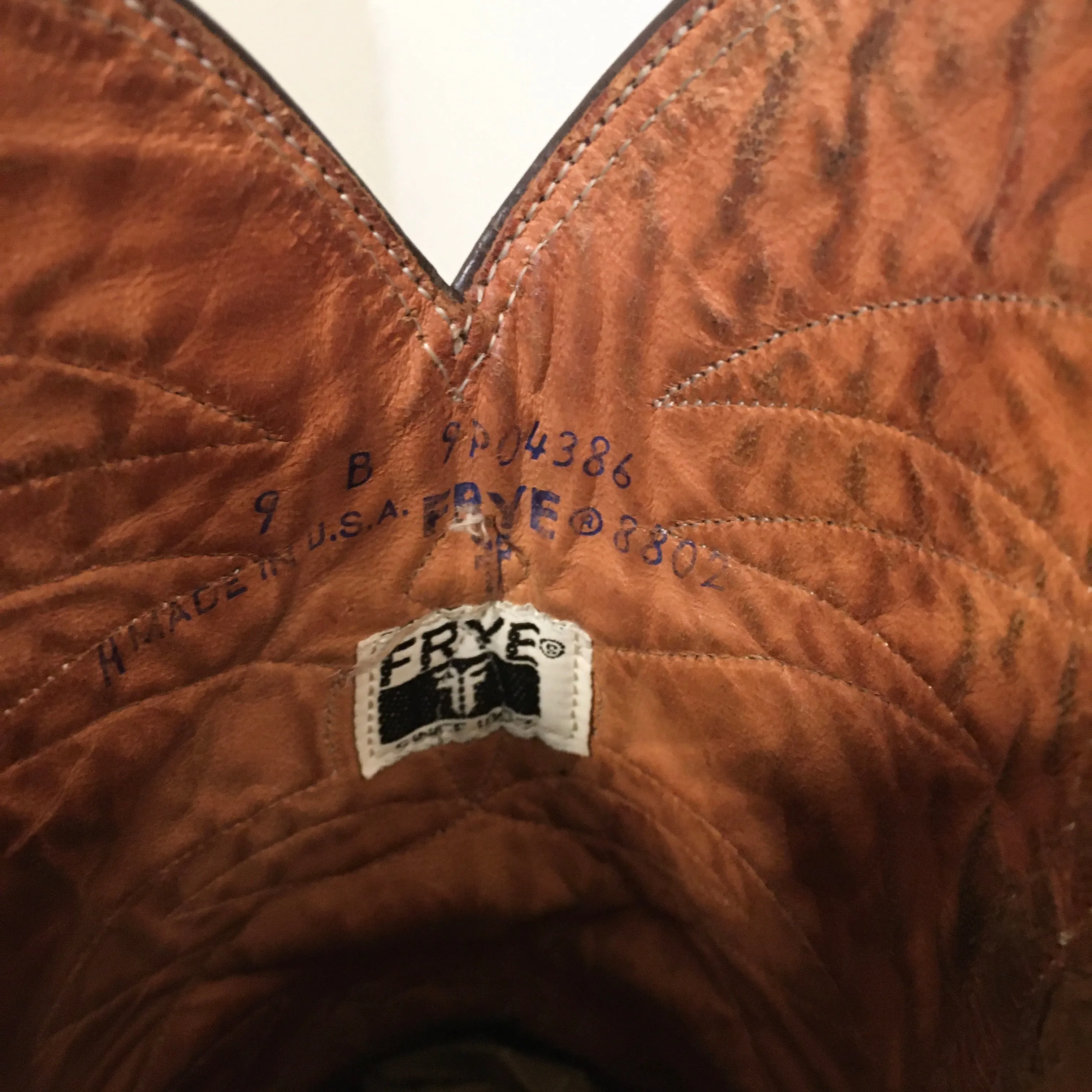 Vintage Frye Cowgirl Boots with Stacked Wooden Heels & Western Stitching // size 9