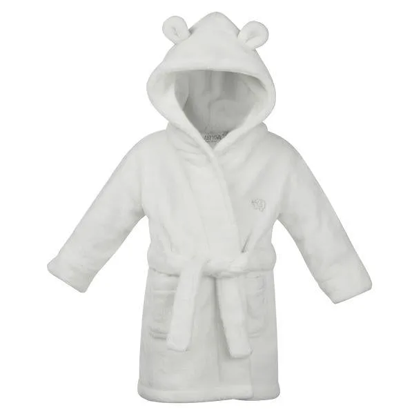 White Teddy Bear Ears Childrens Hooded Dressing Gown 12 to 24 Months