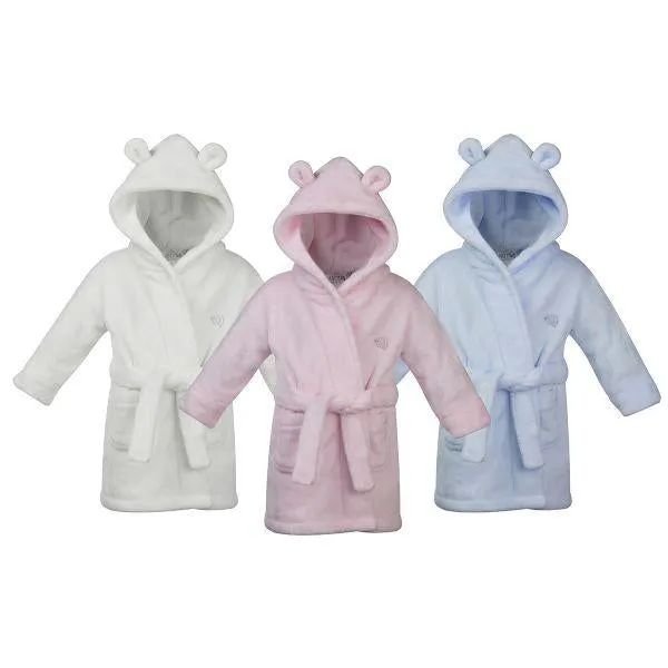 White Teddy Bear Ears Childrens Hooded Dressing Gown 12 to 24 Months