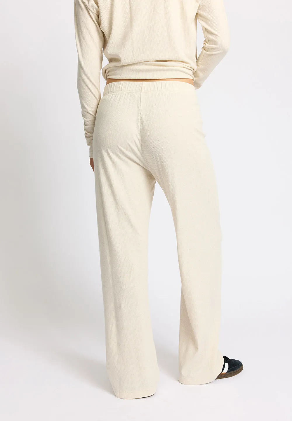Wide Rib Straight Pants MERCI - soft beige melange