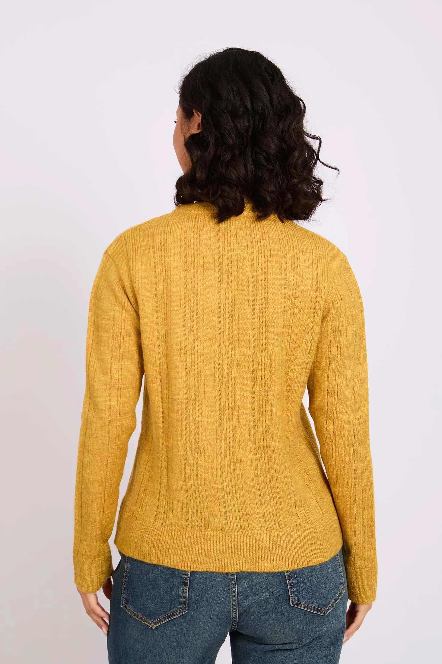 Women Pullover Regular Destroyed Yellow