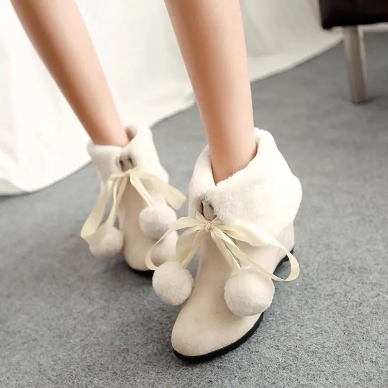 Women's Wool Plush High Heel Ankle Boots
