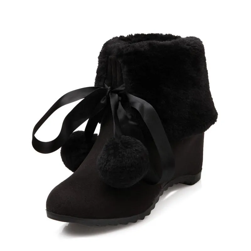 Women's Wool Plush High Heel Ankle Boots