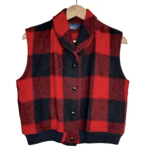 WOOLRICH Red &amp; Black Plaid Vest Size M