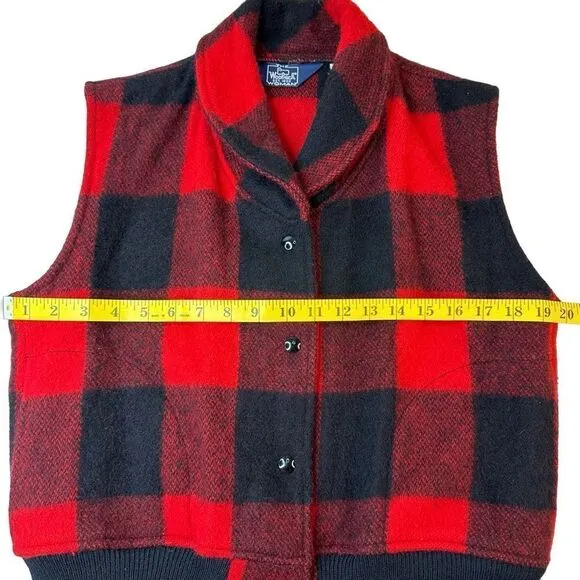 WOOLRICH Red &amp; Black Plaid Vest Size M
