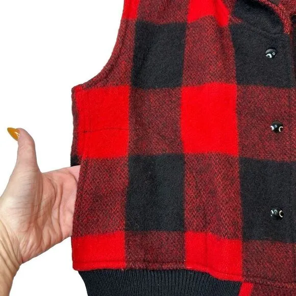 WOOLRICH Red &amp; Black Plaid Vest Size M