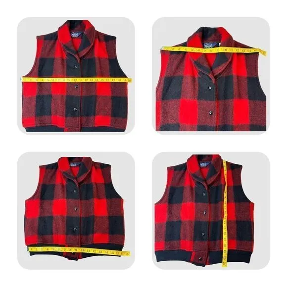 WOOLRICH Red &amp; Black Plaid Vest Size M