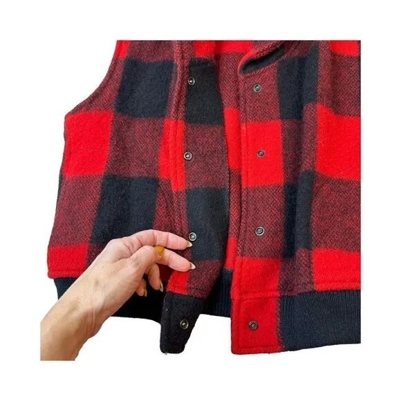 WOOLRICH Red &amp; Black Plaid Vest Size M