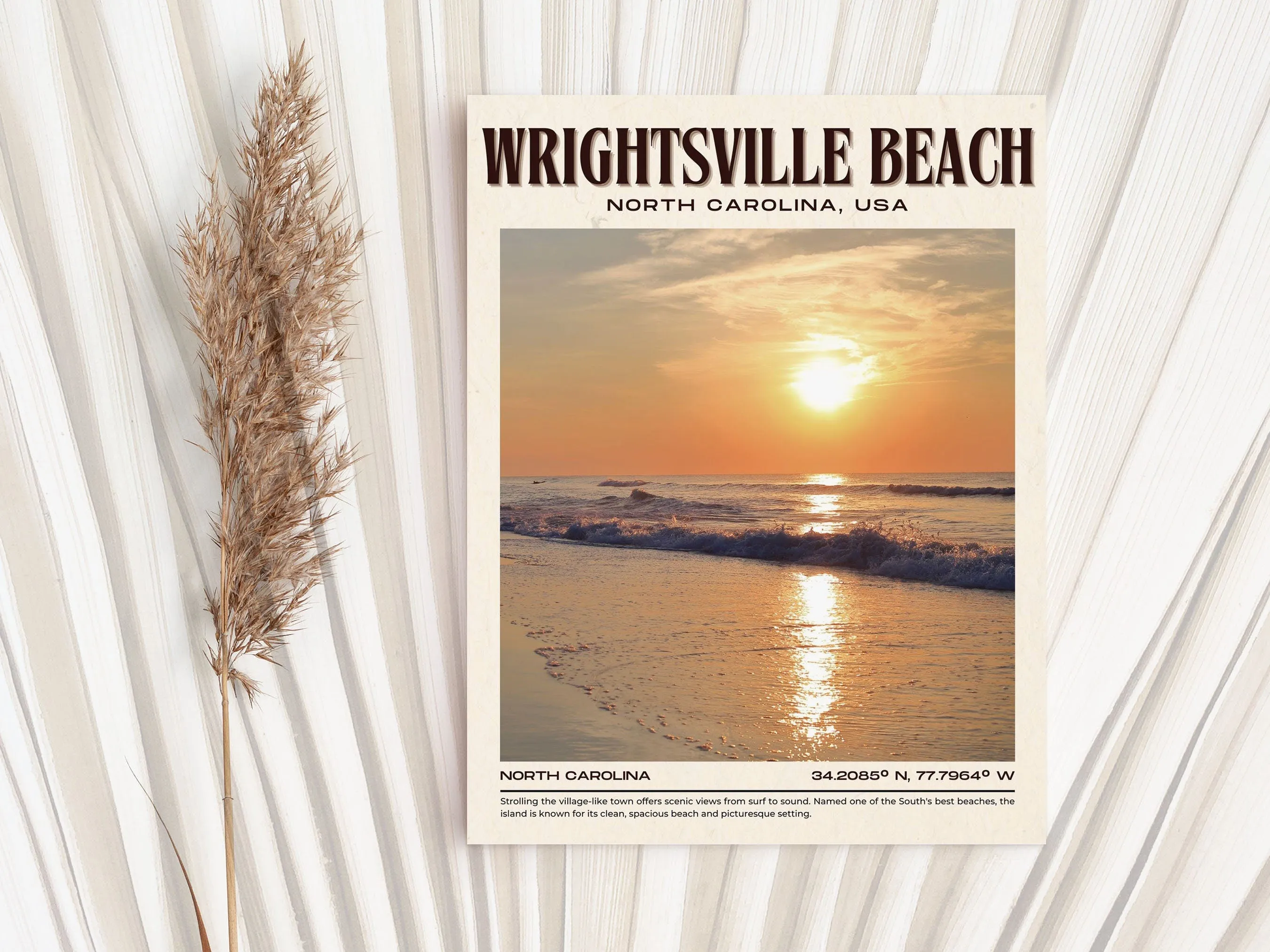 Wrightsville Beach Vintage Wall Art, North Carolina, USA