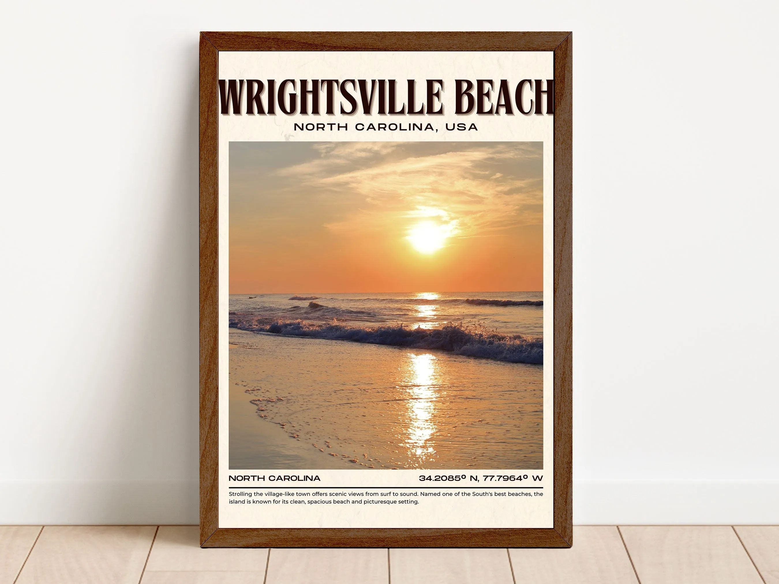 Wrightsville Beach Vintage Wall Art, North Carolina, USA