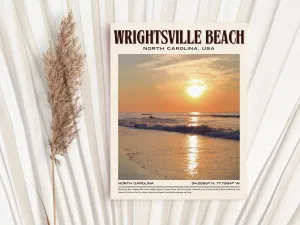 Wrightsville Beach Vintage Wall Art, North Carolina, USA