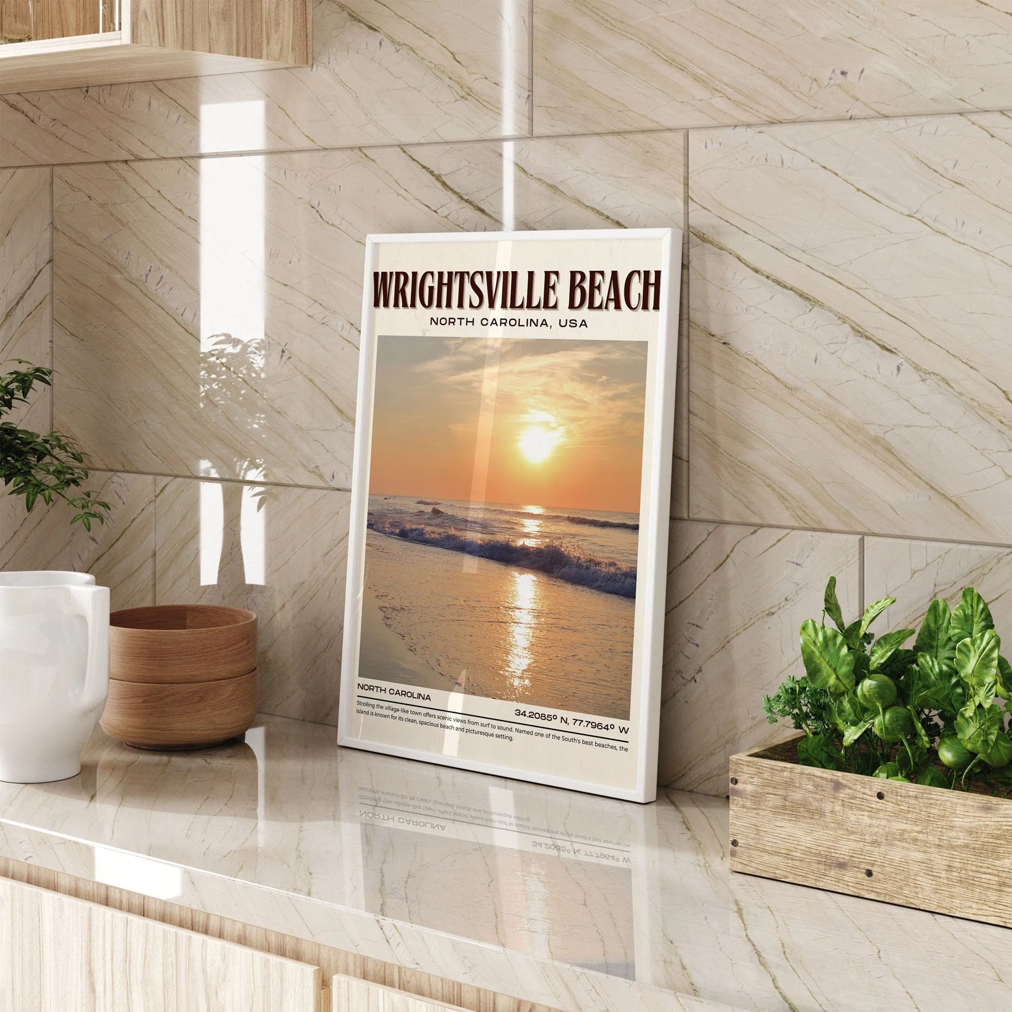 Wrightsville Beach Vintage Wall Art, North Carolina, USA