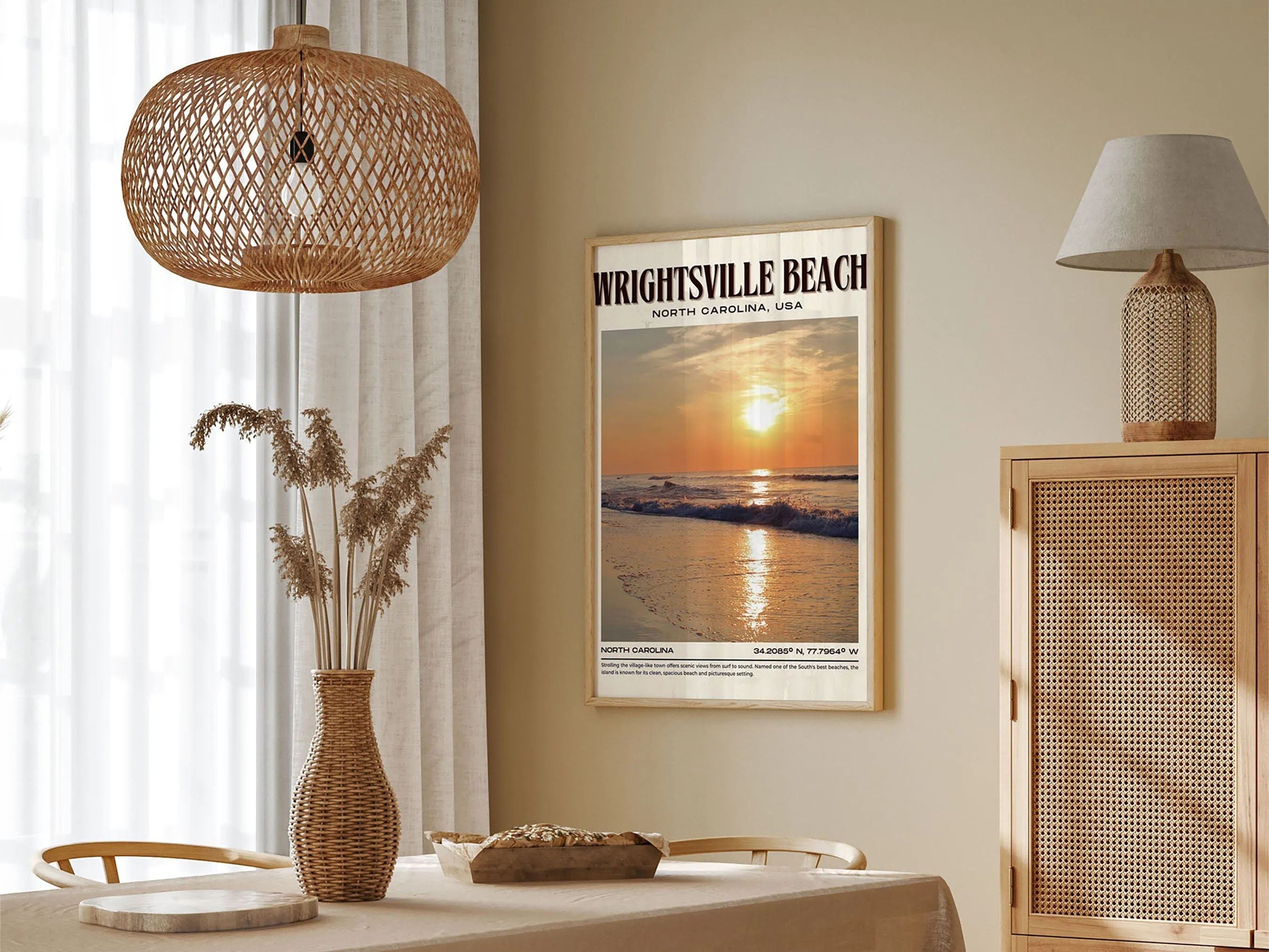 Wrightsville Beach Vintage Wall Art, North Carolina, USA