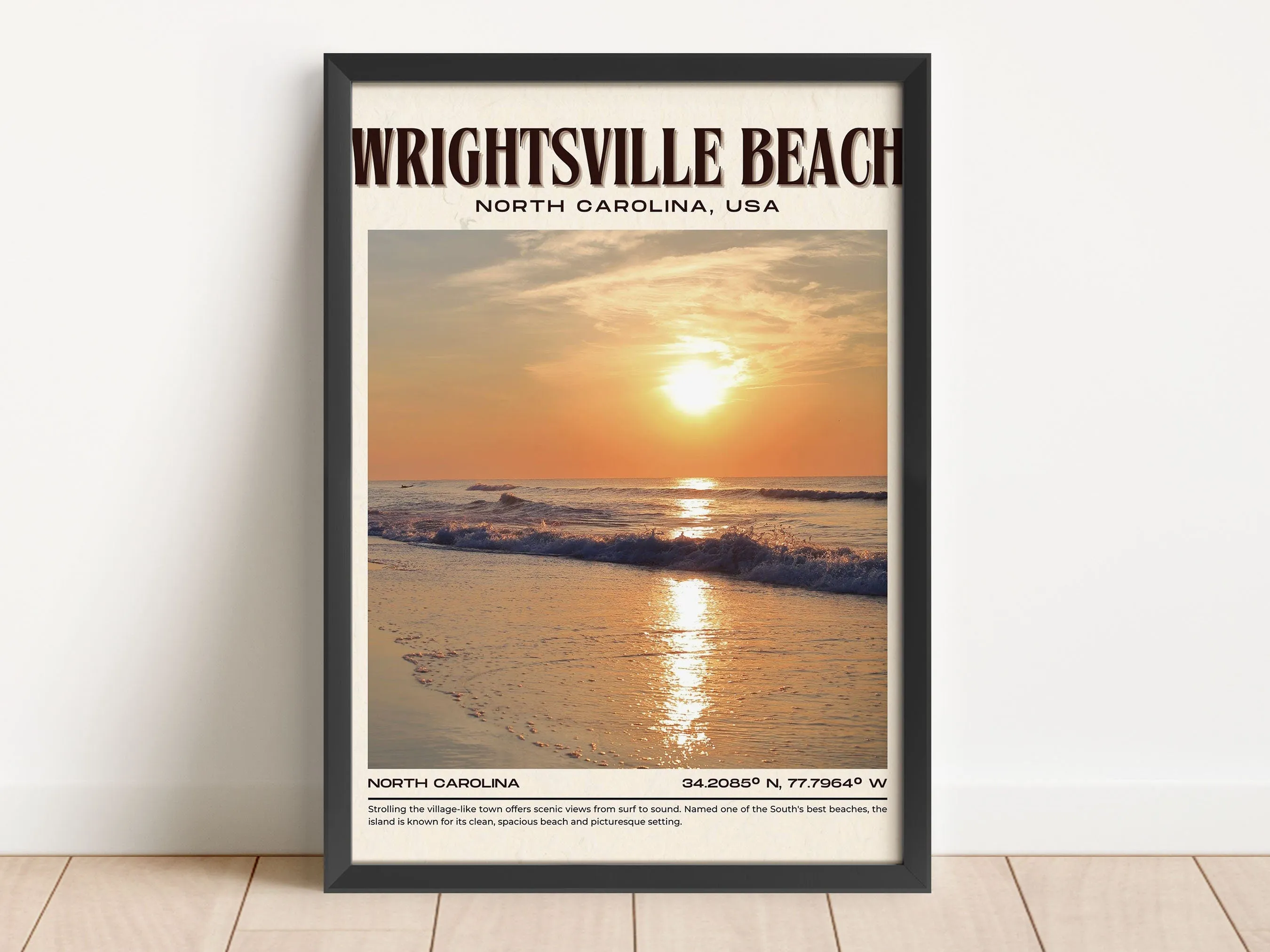 Wrightsville Beach Vintage Wall Art, North Carolina, USA