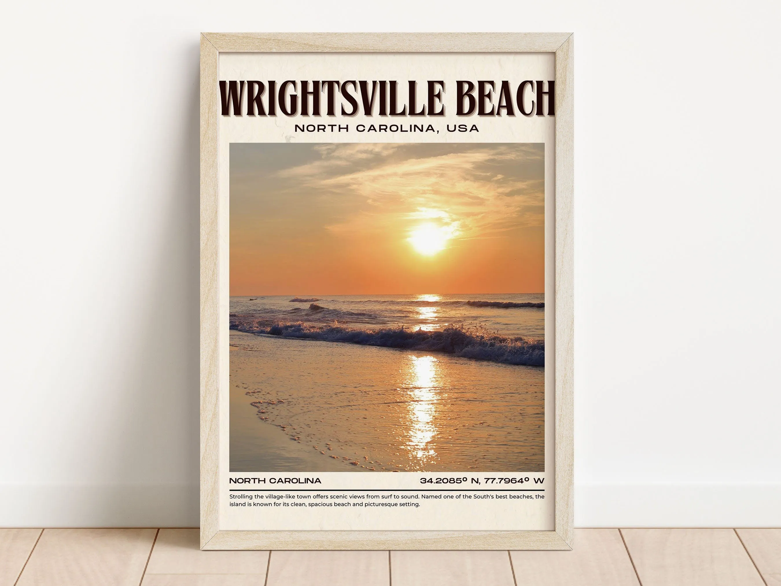 Wrightsville Beach Vintage Wall Art, North Carolina, USA