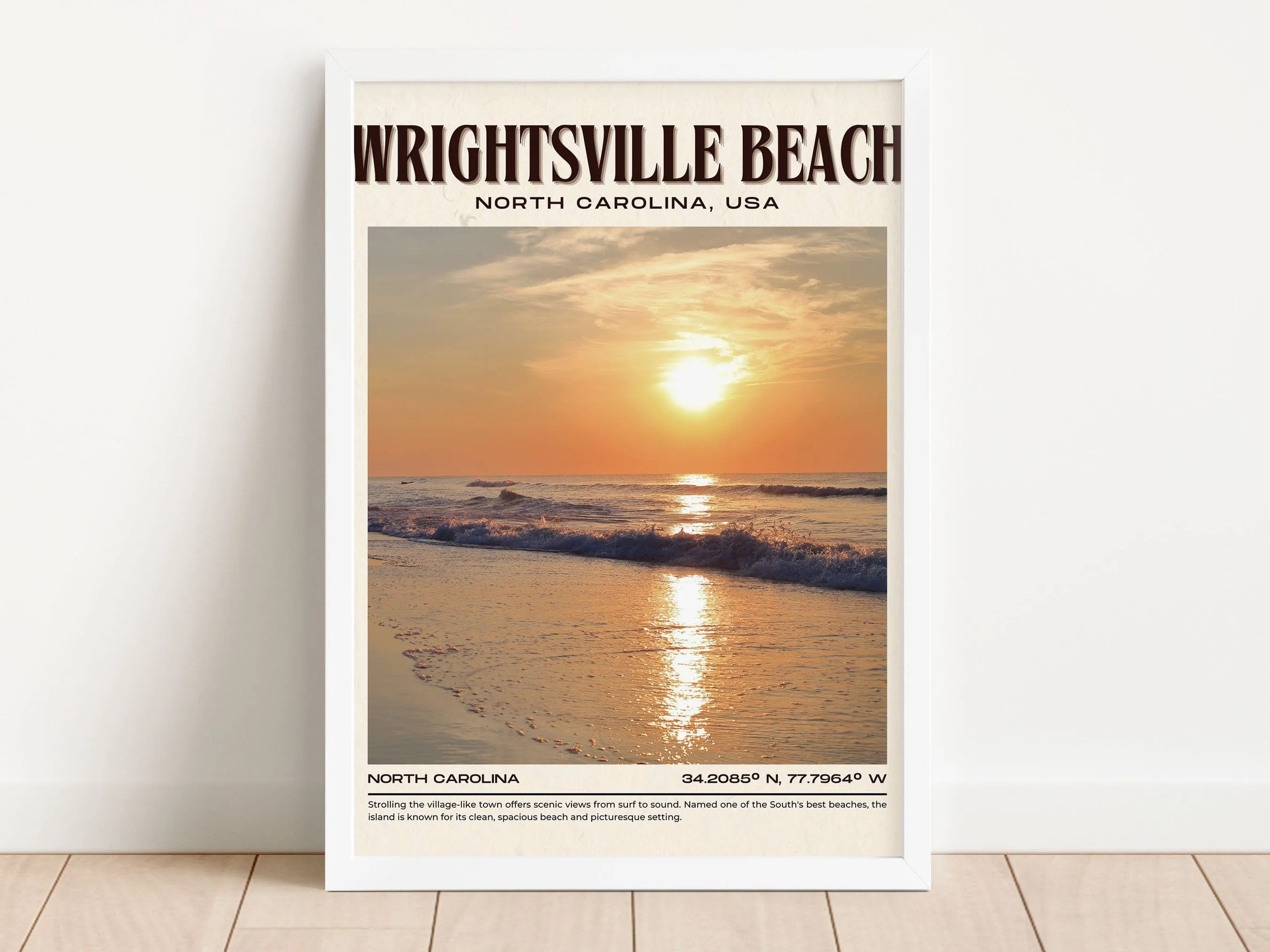 Wrightsville Beach Vintage Wall Art, North Carolina, USA