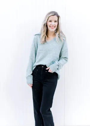 X Pale Blue Collared Sweater