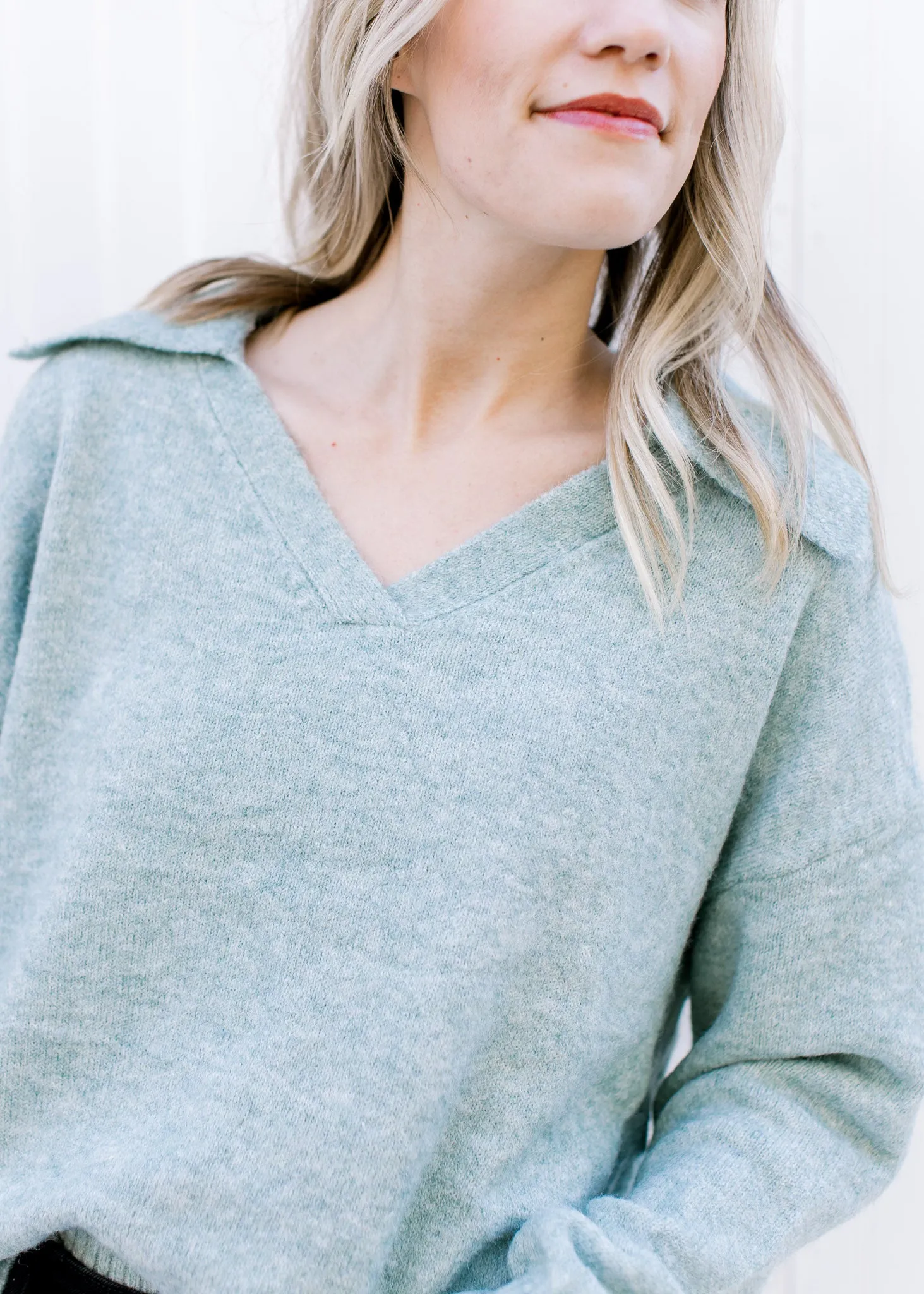 X Pale Blue Collared Sweater