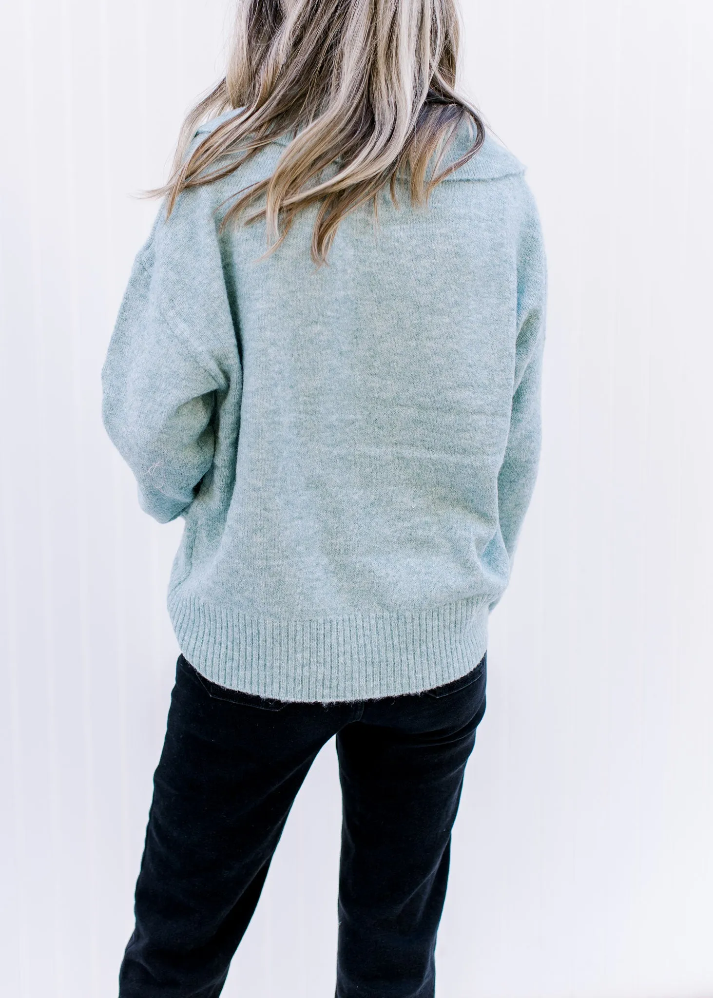 X Pale Blue Collared Sweater