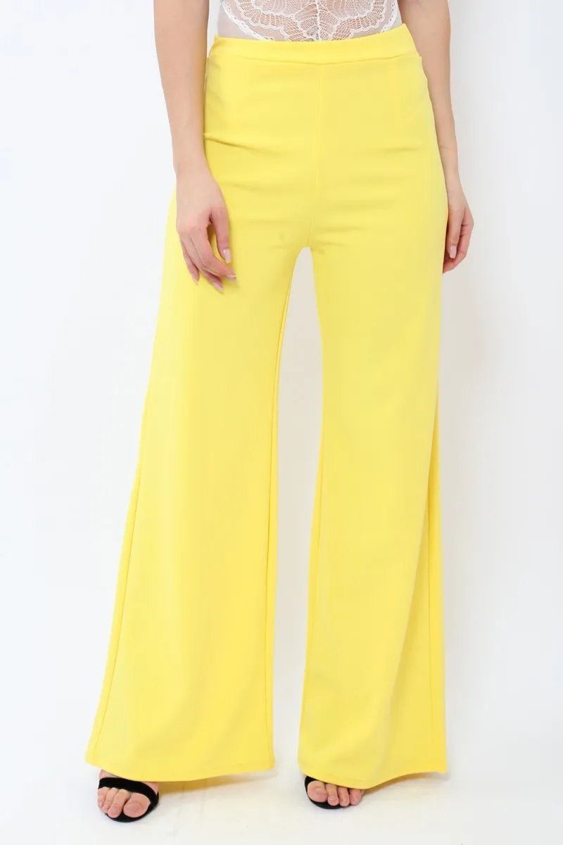 Yellow High Waisted Flare Trousers - Kym