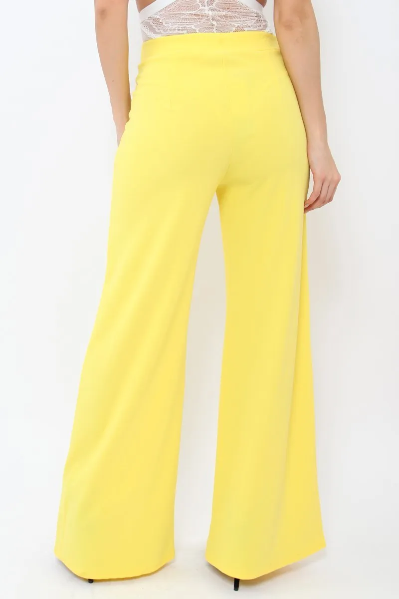 Yellow High Waisted Flare Trousers - Kym