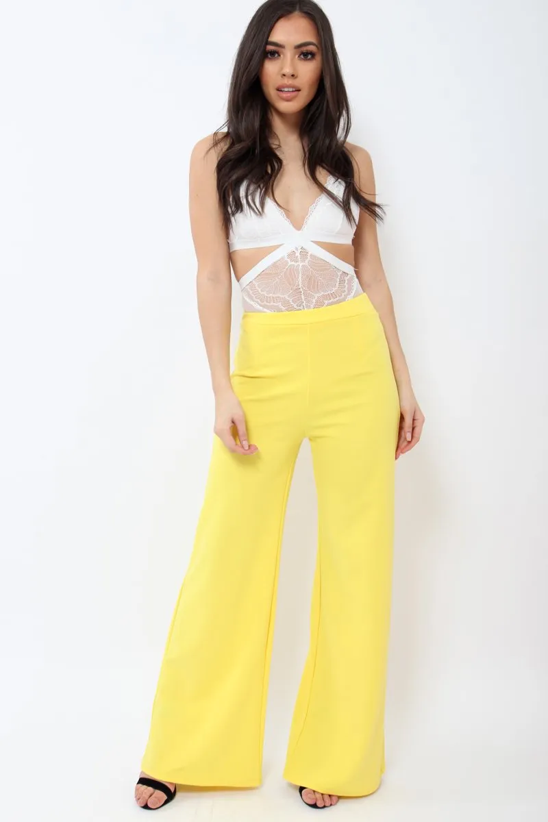 Yellow High Waisted Flare Trousers - Kym